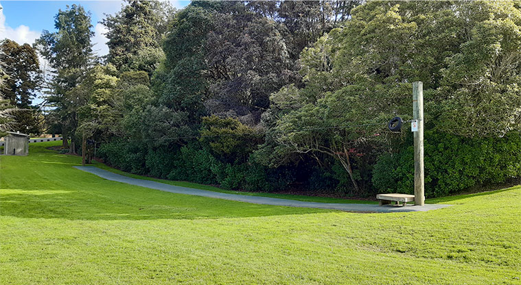 Gribblehirst Park – Flying fox near lower playgound. Toilet block located near the end of flying fox.