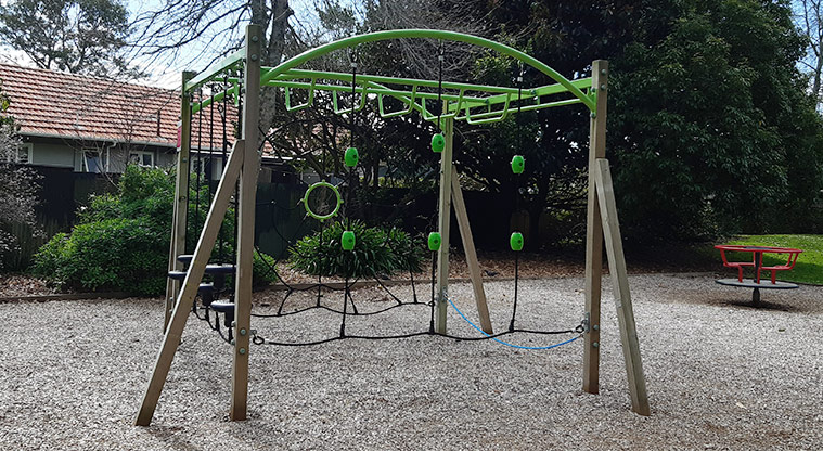 Harwood Reserve - Climbing nets and rope swings. Photo credit: S Hulse.