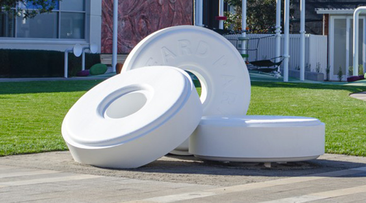 Heard Park - Park name incorporated into a sculpture of mints.