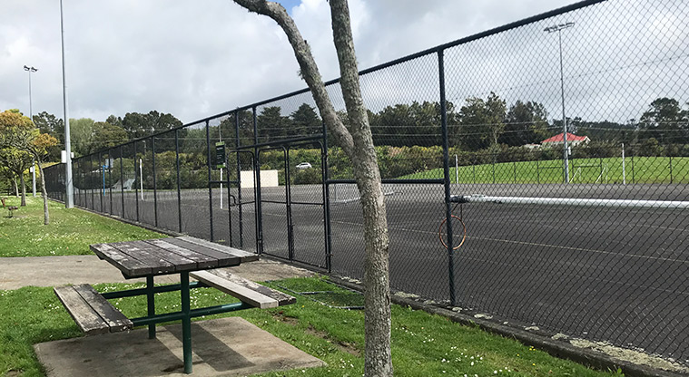 Huapai Recreation Reserve - Picnic table next to the tennis courts.