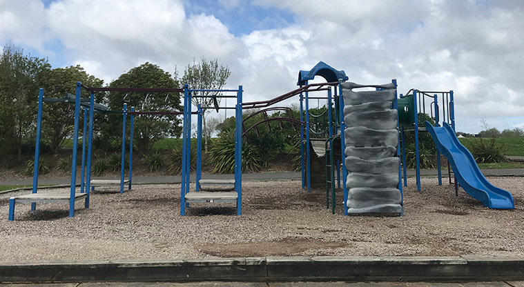Huapai Recreation Reserve - Climbing and swinging equipment, ramps and slide.