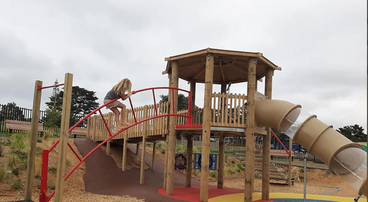 Keith Park - Accessible ramp to the top of the slide, climbing structure and slide.