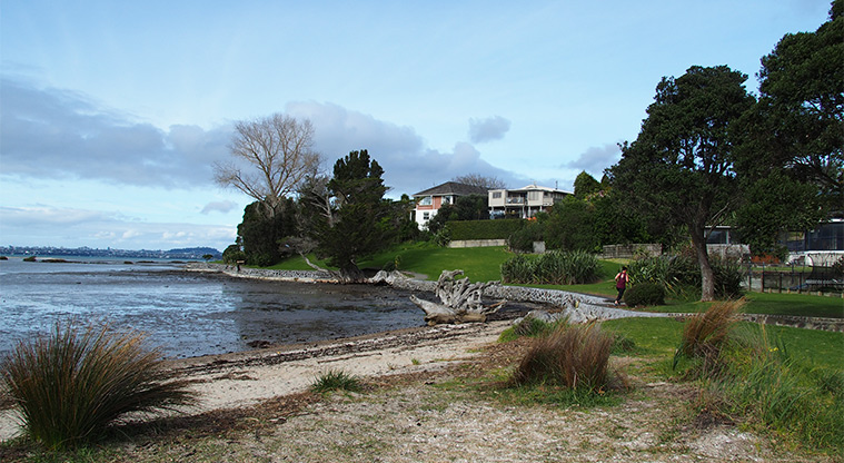 Kelvin Strand - Section of the beach with reeds, trees and stumps. Photo credit: Tracey Hodder.