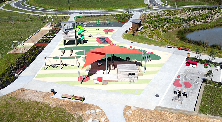 Kopupaka Reserve  – Playground layout showing the shaded sand play area.