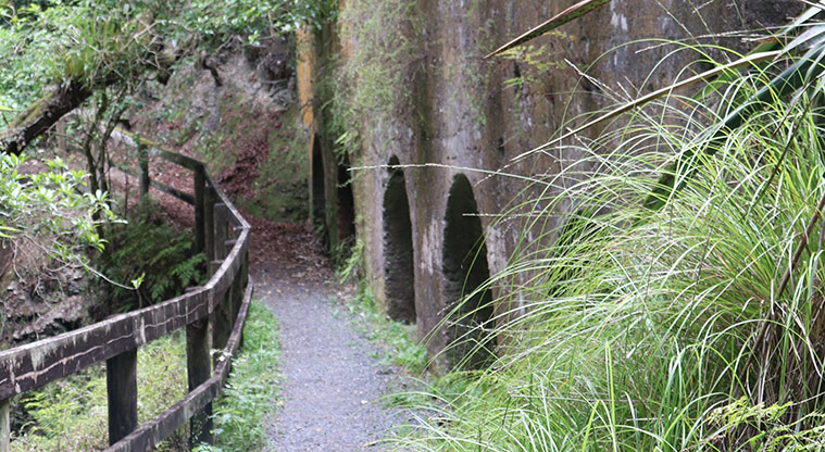 Kōwhai Park - Looking north at the historic lime kiln built in 1884.