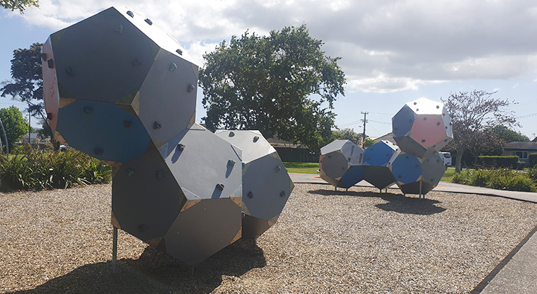 Kuaka Park - Climbing shapes for the bigger kids in the lower playground. Photo credit: J Grigg.