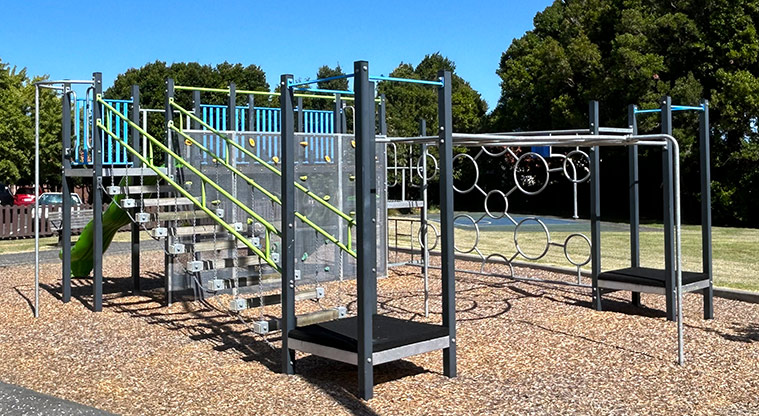 Kupe Reserve - Play module with platforms, climbing equipment, slides and more. Photo credit: S Hulse.