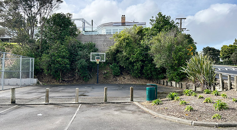Wai Manawa / Little Shoal Bay Reserve - Basketball court next to the tennis courts and car park. Photo credit: S Hulse.