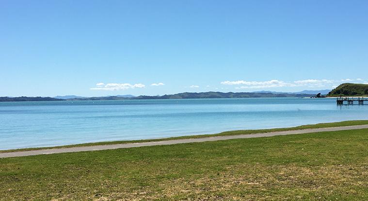 Maraetai Beach - Looking over the beach from Maraetai Park. Photo credit: S Hulse.
