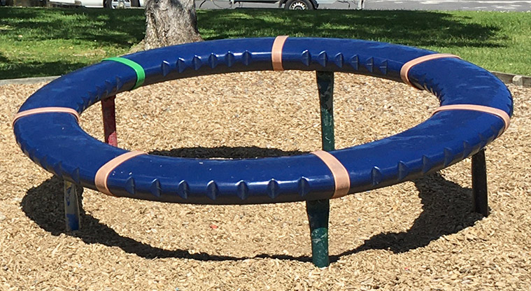 Maraetai Park - Blue padded balance ring. Photo credit: S Hulse.
