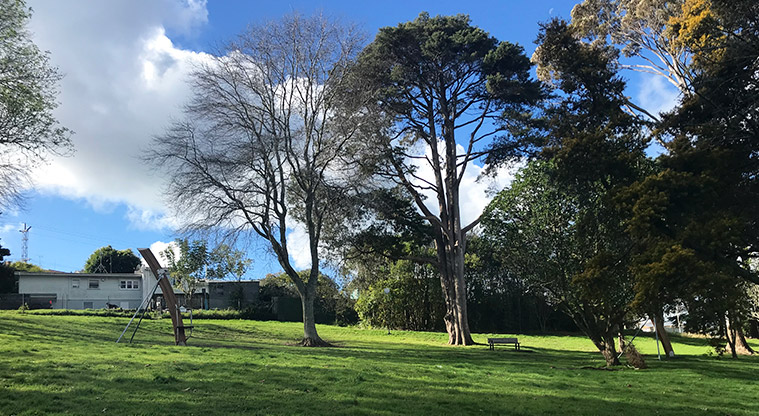 Marlborough Park - Open grassed area with trees and seating.