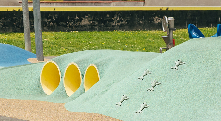 Marlborough Park - Low climbing mound with three crawl tunnels. Photo credit: J Farnworth.