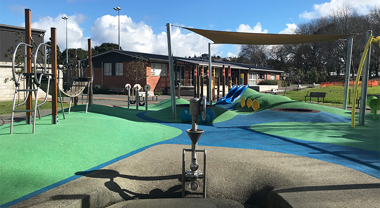 Marlborough Park - Section of the playground with climbing equipment, tunnels, and much more.
