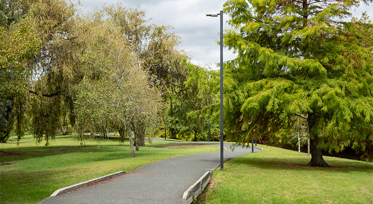 May Road War Memorial Park – Section of path through the trees.