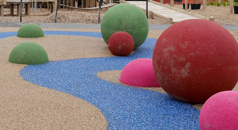 Moire Park - Large brightly coloured balls.