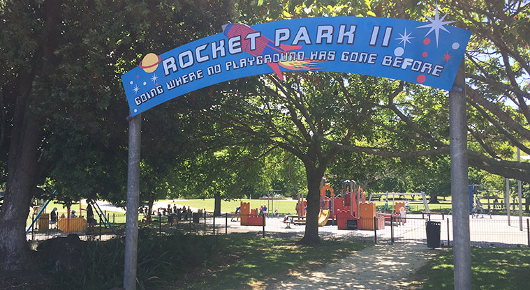 Mt Albert War Memorial Park – Entrance into the Rocket Park playground.