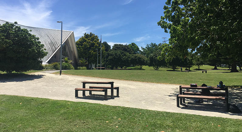 Mt Albert War Memorial Park – Open space with seating and picnic tables.