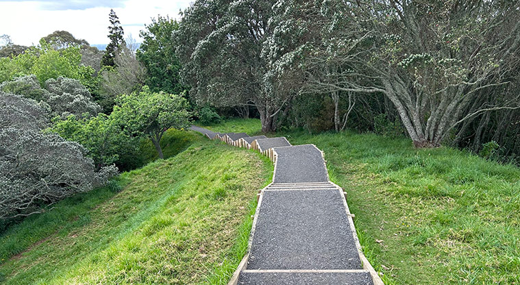 Ōwairaka / Te Ahi-kā-a-Rakataura / Mt Albert - Section of steps around the maunga. Photo credit: S Hulse.