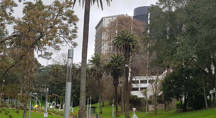 Myers Park - View of the park from Mayoral Drive.