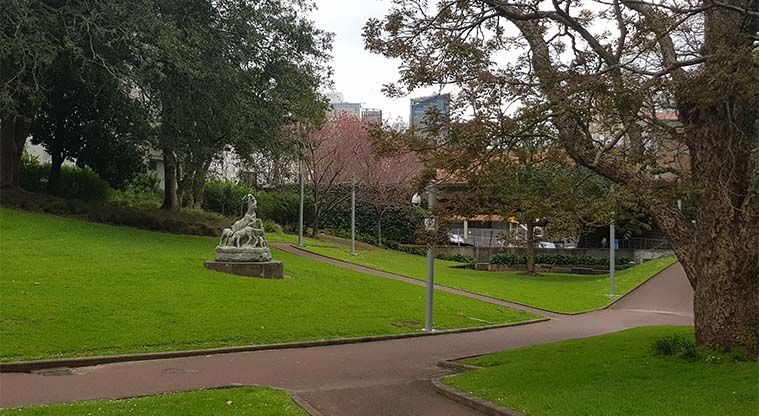 Myers Park - Paths leading towards Aotea Square.