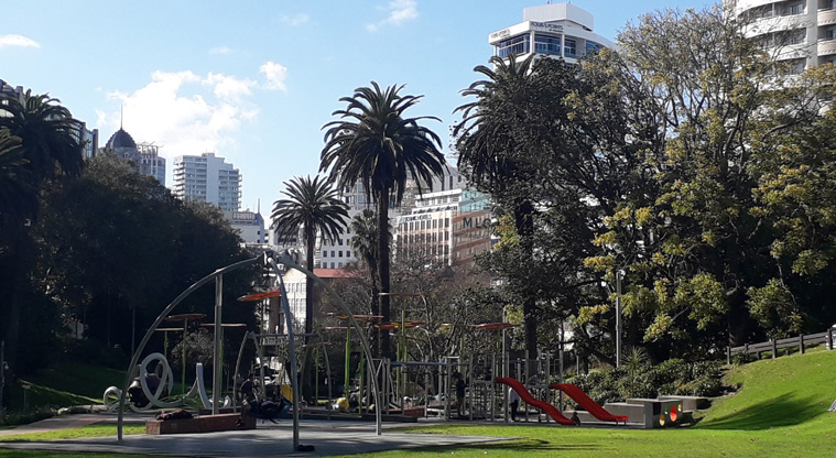 Myers Park - Large playground with lots of climbing equipment, slides, and more.