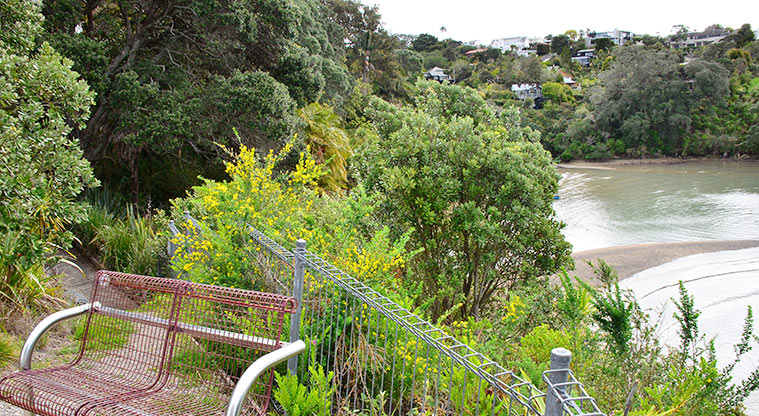 Needles Eye Reserve - Seat by the path, and overlooking Little Shoal Bay. Photo credit: Aleksandar Ćirilović.