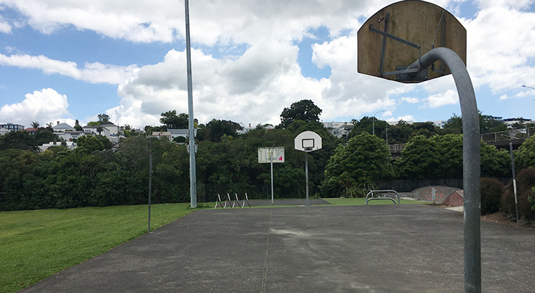 Nixon Park - Basketball court and hoops. Photo credit: S Hulse.