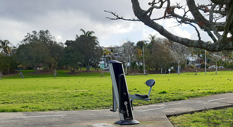 Normanton Reserve - Piece of fitness equipment with open space in the background. Photo credit: S Hulse.