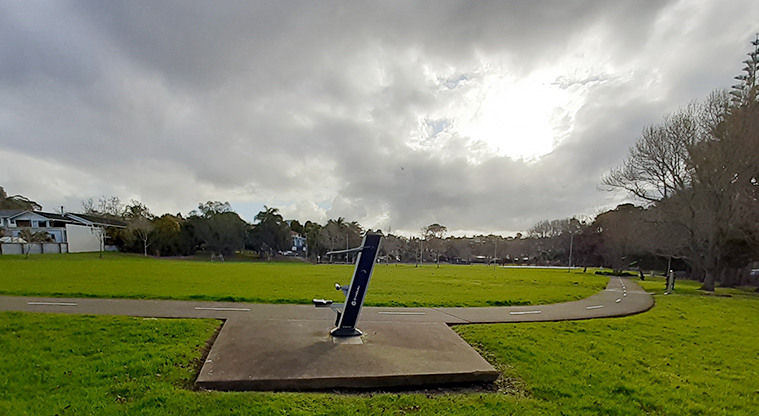 Normanton Reserve - Piece of fitness equipment with open space in the background. Photo credit: S Hulse.