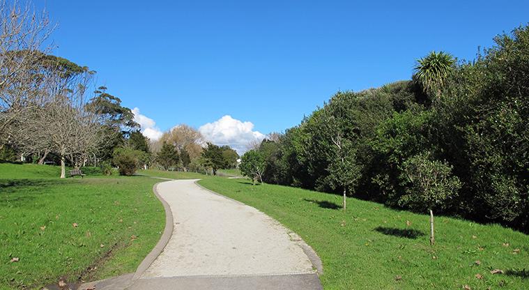 Northboro Reserve - Section of path through the reserve with trees on both sides.