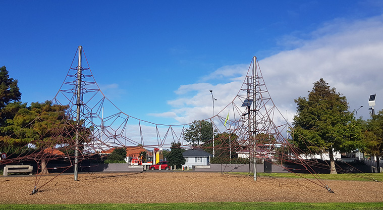 Olympic Park - Climbing net for older children at the playground on the Wolverton Street side of the park.