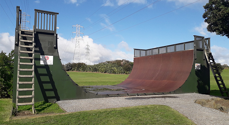 Onehunga Bay Reserve - Skate ramp with ladders on both sides.