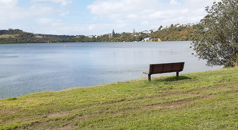 Ōrākei Basin Reserve - Bench seat overlooking the basin.
