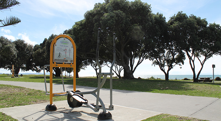 Ōrewa Reserve - Cycle strider machine that makes up part of the group of fitness equipment. Photo credit: M Loubser.