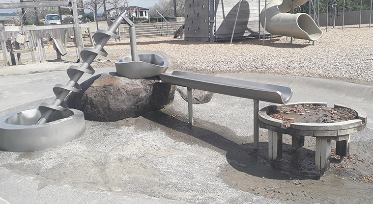 Parrs Park - Water play equipment with gutter.