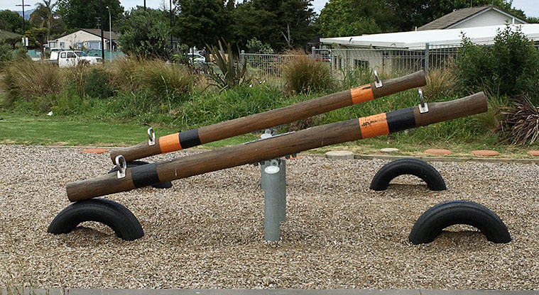 Randwick Park - Two wooden log seesaws. Photo credit: S Hulse.