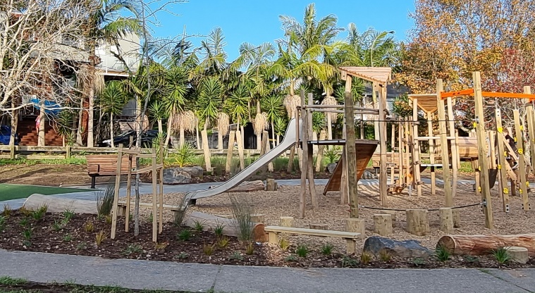 Regency Park Drive Reserve - Playground with slides, and a variety of climbing and swinging equipment.