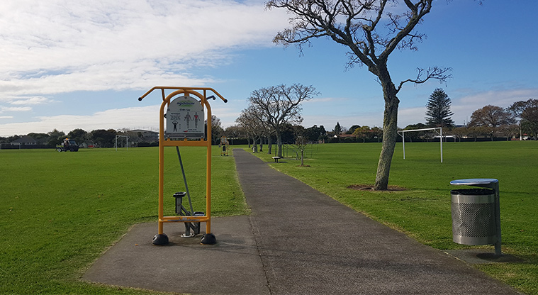 Riversdale Reserve - Fitness equipment on the edge of the footpath between the sports fields.