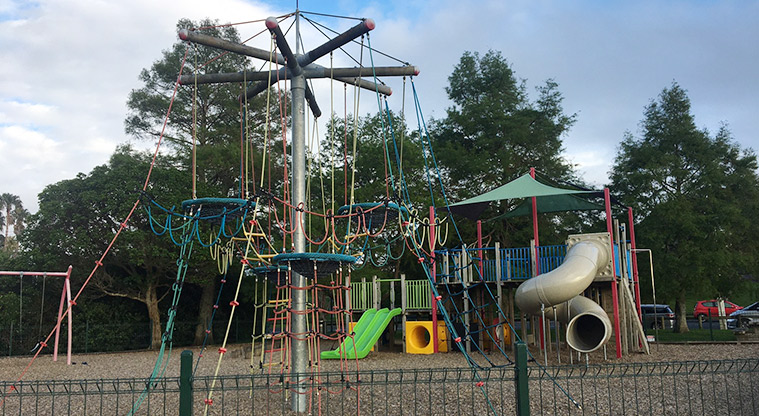Roberta Reserve - Playground for all ages with climbing equipment, slides, nets, swings and more.