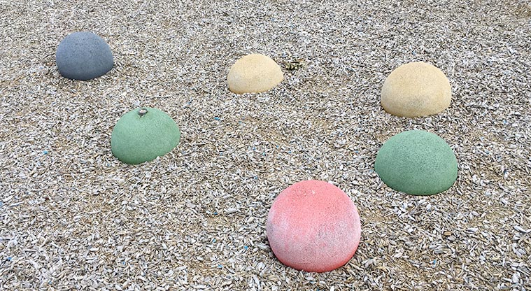 Sainsbury Reserve - Coloured balls for balancing and stepping. Photo credit: S Hulse.