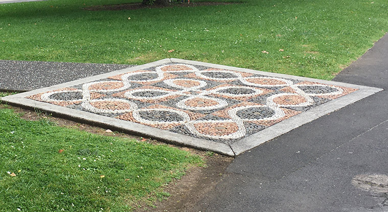 Sandringham Reserve - Pebble mosaic in the path. Photo credit: S Hulse.