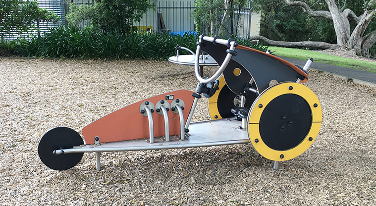School Reserve - Colourful play car. Photo credit: S Hulse.