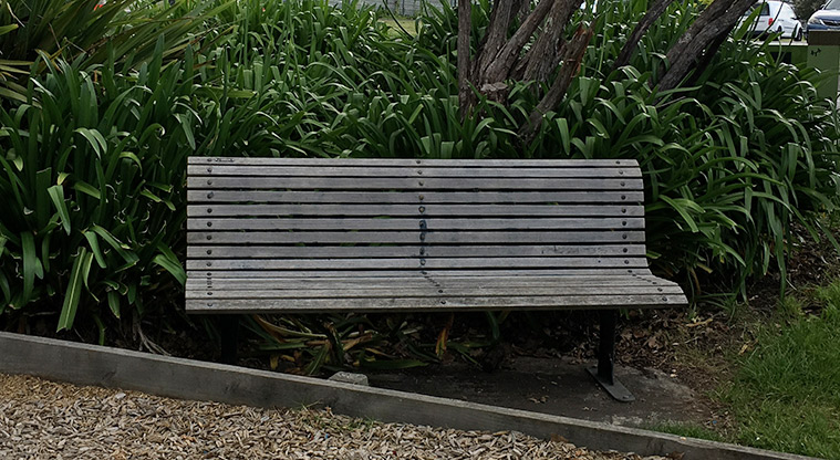 School Reserve - Seat next to the playground. Photo credit: S Hulse.