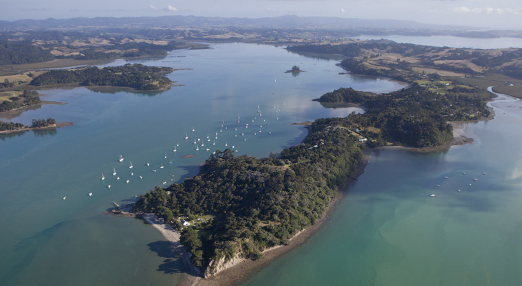 Mahurangi East Regional Park, Scott Point - Aerial view looking north.