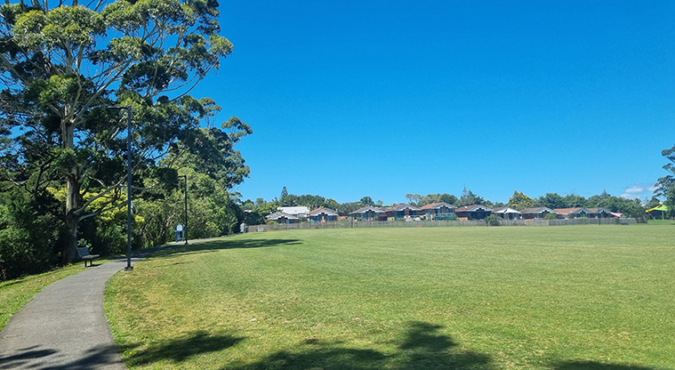 Shepherds Park – Path and trees around the sports fields.