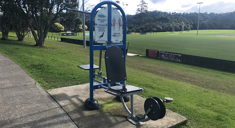Shepherds Park – Fitness equipment beside the path.