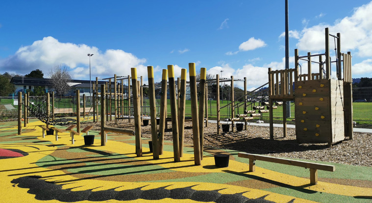 Shoesmith Domain Recreation Reserve - Balancing beams and poles. Photo credit: Kara Burn.
