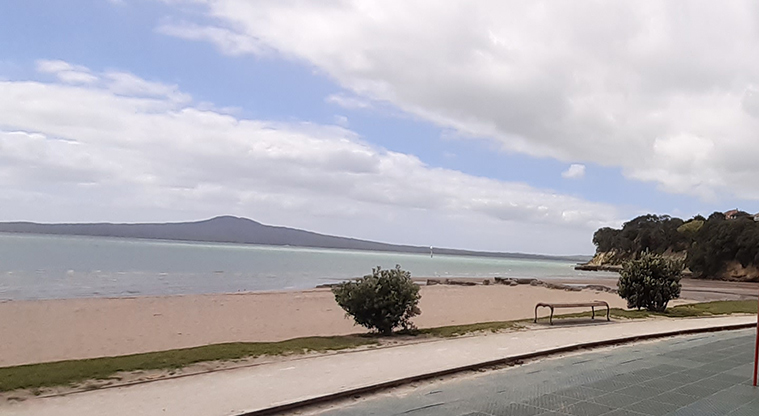 St Heliers Bay Beach Reserve - The beach and view out to Rangitoto Island.