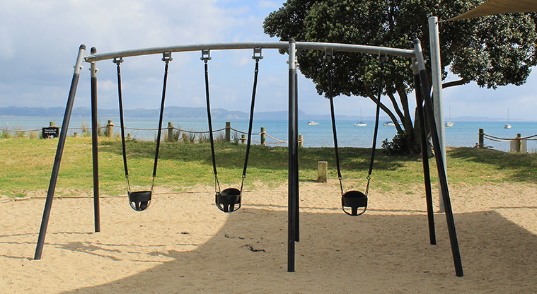 Stanmore Bay Park - Preschool playground swings. Photo credit: M Loubser.