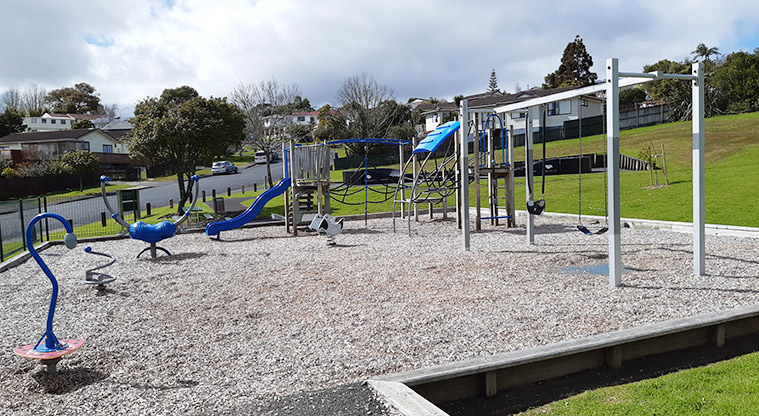 Te Kakau - Playground with climbing and swinging equipment, slide, swings and rocking toys.
